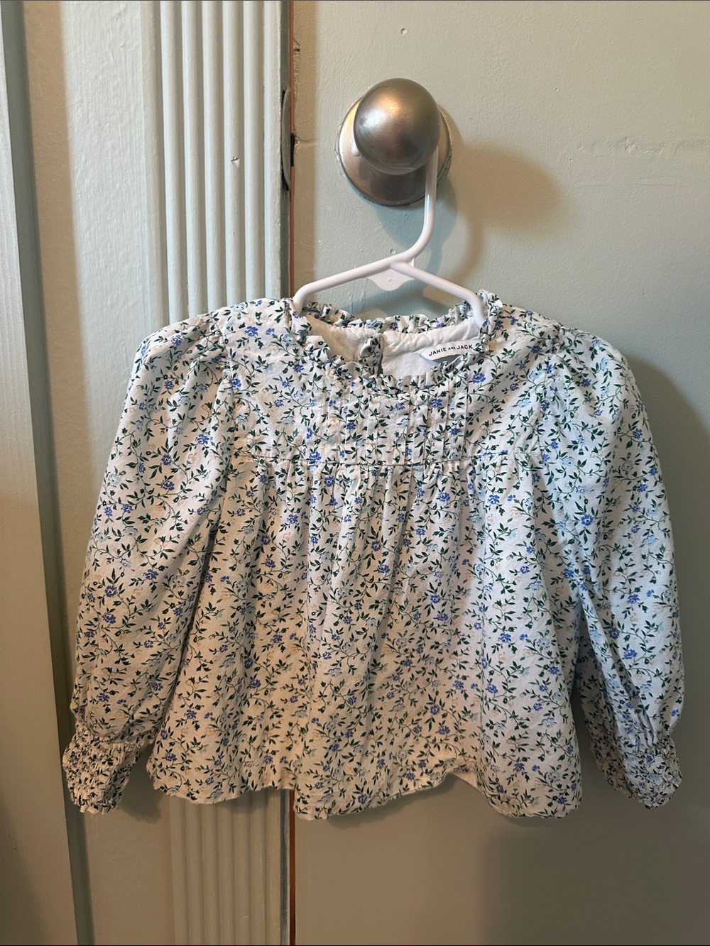 Children's Floral Long-Sleeve Top - White with Blue & Green | Janie and Jack